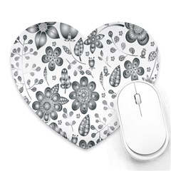 Grayscale Floral Heart Background Heart Mousepads