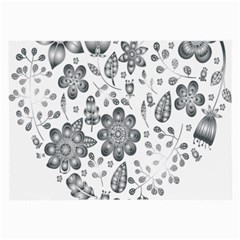 Grayscale Floral Heart Background Large Glasses Cloth by Mariart