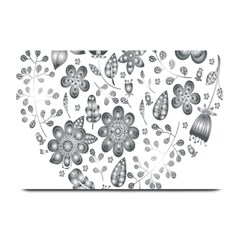 Grayscale Floral Heart Background Plate Mats by Mariart