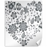 Grayscale Floral Heart Background Canvas 11  x 14   10.95 x13.48  Canvas - 1