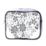 Grayscale Floral Heart Background Mini Toiletries Bags Front