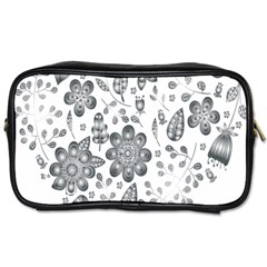 Grayscale Floral Heart Background Toiletries Bags 2-side