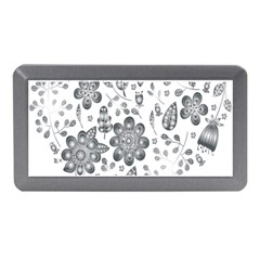 Grayscale Floral Heart Background Memory Card Reader (mini)