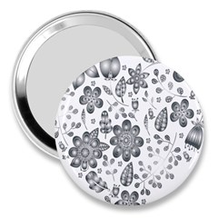 Grayscale Floral Heart Background 3  Handbag Mirrors