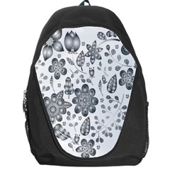 Grayscale Floral Heart Background Backpack Bag