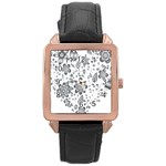 Grayscale Floral Heart Background Rose Gold Leather Watch  Front