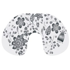 Grayscale Floral Heart Background Travel Neck Pillows by Mariart