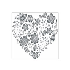 Grayscale Floral Heart Background Satin Bandana Scarf by Mariart