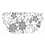 Grayscale Floral Heart Background Satin Shawl Front