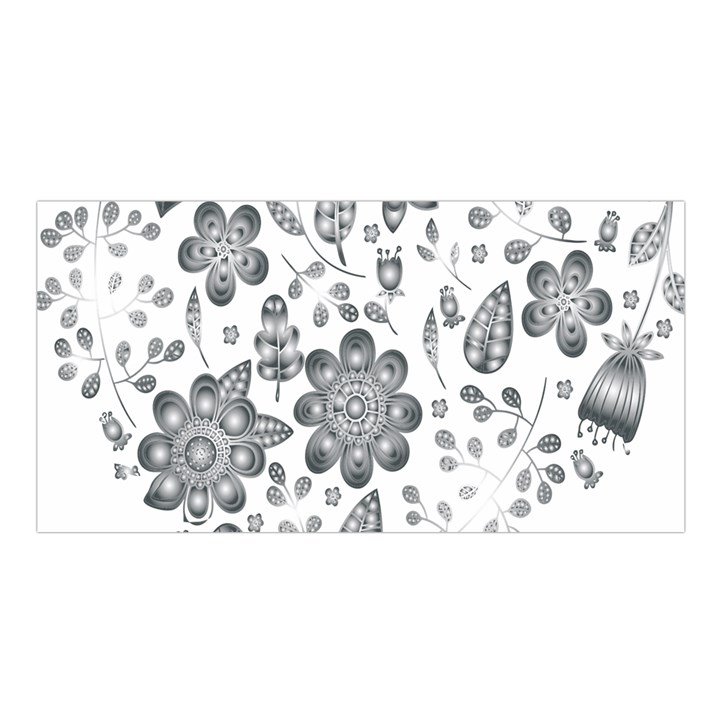 Grayscale Floral Heart Background Satin Shawl