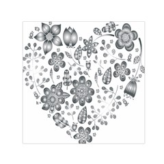 Grayscale Floral Heart Background Small Satin Scarf (square) by Mariart