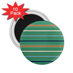 Horizontal Line Green Red Orange 2 25  Magnets (10 Pack)  by Mariart