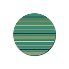 Horizontal Line Green Red Orange Rubber Coaster (round) 