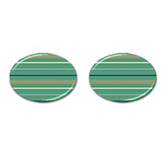 Horizontal Line Green Red Orange Cufflinks (oval)