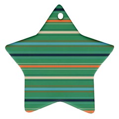 Horizontal Line Green Red Orange Star Ornament (two Sides) by Mariart