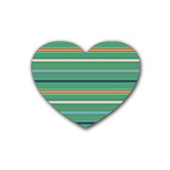 Horizontal Line Green Red Orange Rubber Coaster (heart) 