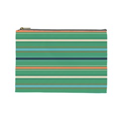 Horizontal Line Green Red Orange Cosmetic Bag (large)  by Mariart