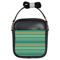 Horizontal Line Green Red Orange Girls Sling Bags by Mariart