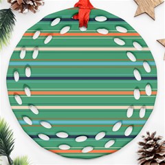 Horizontal Line Green Red Orange Ornament (round Filigree)