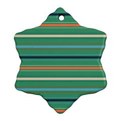 Horizontal Line Green Red Orange Ornament (snowflake) by Mariart