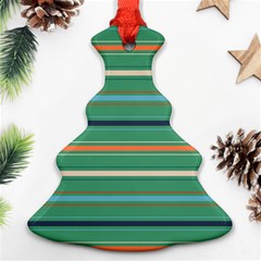 Horizontal Line Green Red Orange Christmas Tree Ornament (two Sides) by Mariart