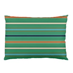 Horizontal Line Green Red Orange Pillow Case (two Sides) by Mariart