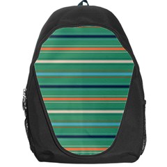 Horizontal Line Green Red Orange Backpack Bag by Mariart