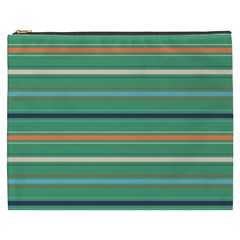 Horizontal Line Green Red Orange Cosmetic Bag (xxxl) 