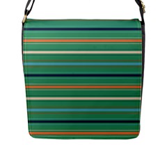 Horizontal Line Green Red Orange Flap Messenger Bag (l)  by Mariart