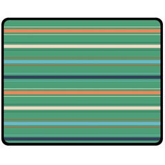 Horizontal Line Green Red Orange Double Sided Fleece Blanket (medium) 