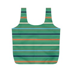 Horizontal Line Green Red Orange Full Print Recycle Bags (m)  by Mariart