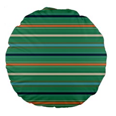 Horizontal Line Green Red Orange Large 18  Premium Flano Round Cushions