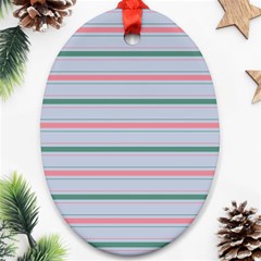 Horizontal Line Green Pink Gray Ornament (oval) by Mariart