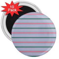 Horizontal Line Green Pink Gray 3  Magnets (10 Pack) 