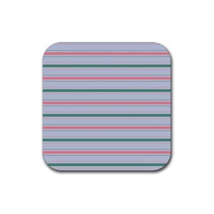 Horizontal Line Green Pink Gray Rubber Coaster (square) 