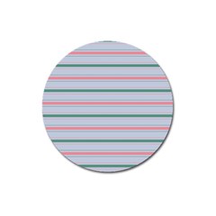 Horizontal Line Green Pink Gray Magnet 3  (round)