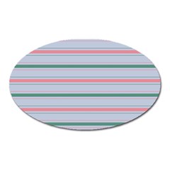 Horizontal Line Green Pink Gray Oval Magnet