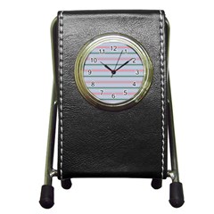 Horizontal Line Green Pink Gray Pen Holder Desk Clocks by Mariart