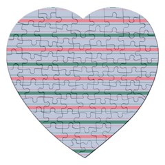 Horizontal Line Green Pink Gray Jigsaw Puzzle (heart) by Mariart