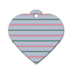 Horizontal Line Green Pink Gray Dog Tag Heart (two Sides) by Mariart