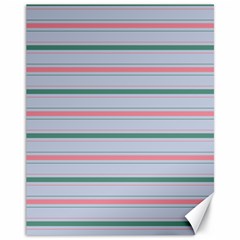 Horizontal Line Green Pink Gray Canvas 11  X 14  