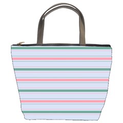 Horizontal Line Green Pink Gray Bucket Bags