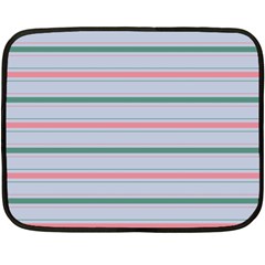 Horizontal Line Green Pink Gray Fleece Blanket (mini) by Mariart