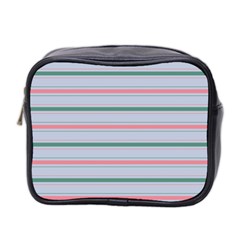 Horizontal Line Green Pink Gray Mini Toiletries Bag 2-side