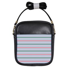 Horizontal Line Green Pink Gray Girls Sling Bags