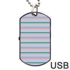 Horizontal Line Green Pink Gray Dog Tag Usb Flash (two Sides)