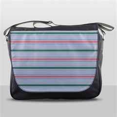 Horizontal Line Green Pink Gray Messenger Bags