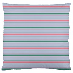 Horizontal Line Green Pink Gray Large Cushion Case (two Sides)