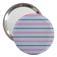 Horizontal Line Green Pink Gray 3  Handbag Mirrors