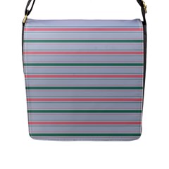 Horizontal Line Green Pink Gray Flap Messenger Bag (l)  by Mariart